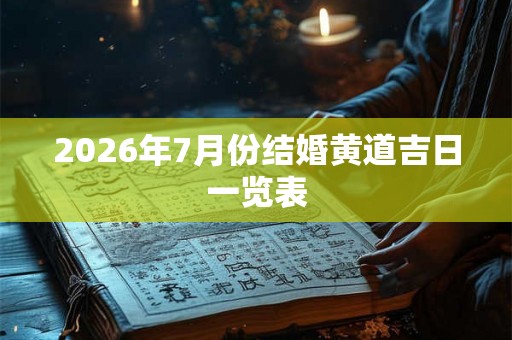 2026年7月份结婚黄道吉日一览表 2026年7月份结婚黄道吉日一览表