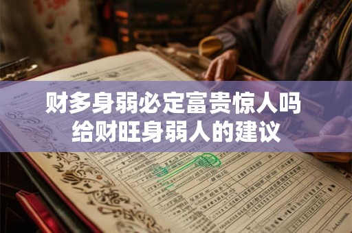 财多身弱必定富贵惊人吗 给财旺身弱人的建议 财多身弱必定富贵惊人吗 给财旺身弱人的建议