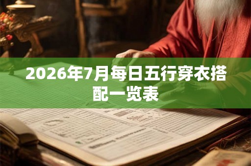 2026年7月每日五行穿衣搭配一览表 2026年7月每日五行穿衣搭配一览表