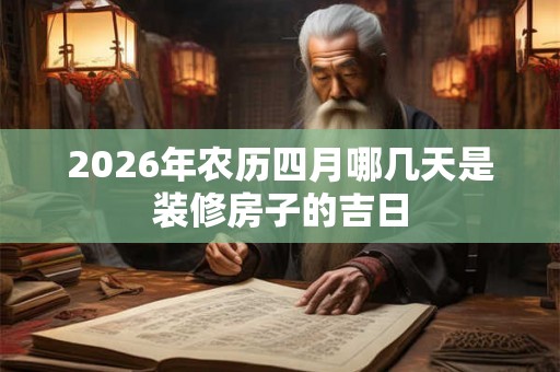 2026年农历四月哪几天是装修房子的吉日 2026年农历四月哪几天是装修房子的吉日