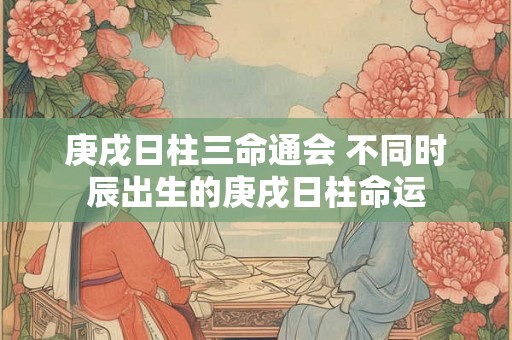庚戌日柱三命通会 不同时辰出生的庚戌日柱命运