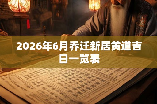 2026年6月乔迁新居黄道吉日一览表