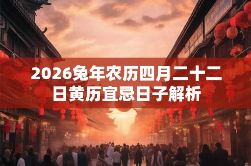 2026兔年农历四月二十二日黄历宜忌日子解析 2026兔年农历四月二十二日黄历宜忌日子解析