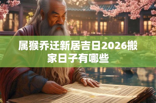属猴乔迁新居吉日2026搬家日子有哪些 属猴乔迁新居吉日2026搬家日子有哪些