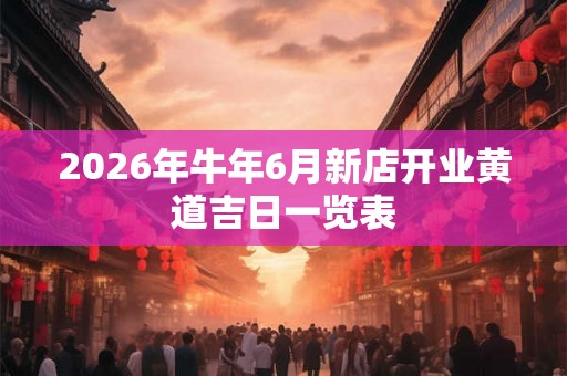 2026年牛年6月新店开业黄道吉日一览表 2026年牛年6月新店开业黄道吉日一览表