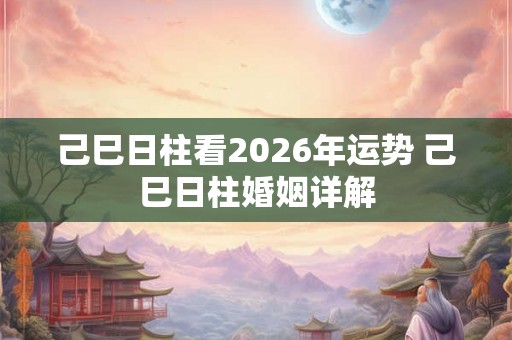 己巳日柱看2026年运势 己巳日柱婚姻详解 己巳日柱看2026年运势 己巳日柱婚姻详解