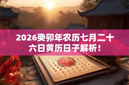 2026癸卯年农历七月二十六日黄历日子解析! 2026癸卯年农历七月二十六日黄历日子解析!