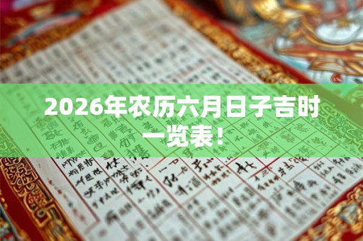 2026年农历六月日子吉时一览表！