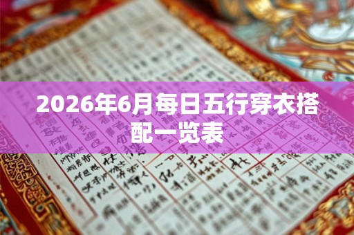 2026年6月每日五行穿衣搭配一览表