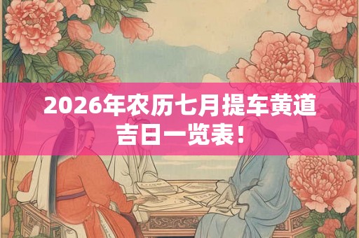 2026年农历七月提车黄道吉日一览表! 2026年农历七月提车黄道吉日一览表!