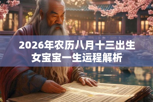 2026年农历八月十三出生女宝宝一生运程解析