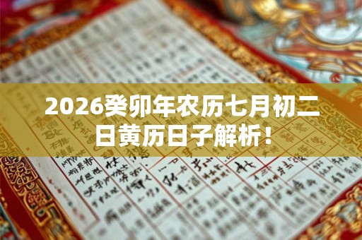 2026癸卯年农历七月初二日黄历日子解析！