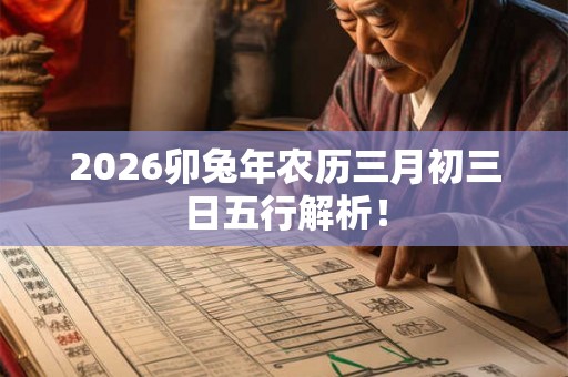 2026卯兔年农历三月初三日五行解析！