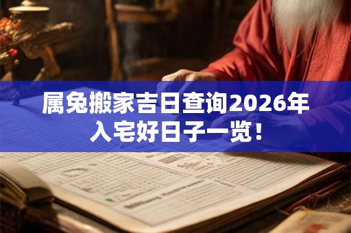 属兔搬家吉日查询2026年入宅好日子一览！