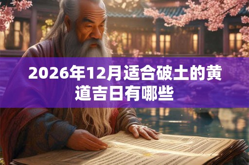 2026年12月适合破土的黄道吉日有哪些 2026年12月适合破土的黄道吉日有哪些