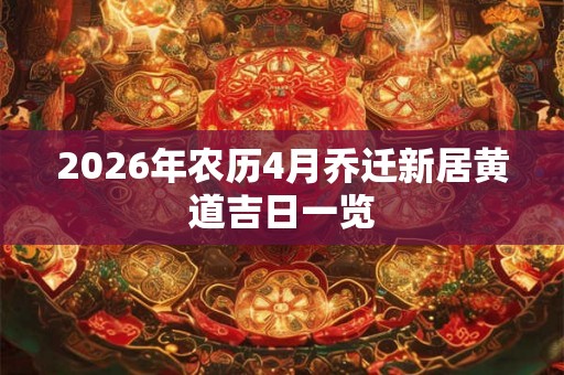 2026年农历4月乔迁新居黄道吉日一览 2026年农历4月乔迁新居黄道吉日一览
