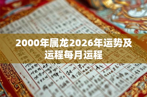 2000年属龙2026年运势及运程每月运程 2000年属龙2026年运势及运程每月运程