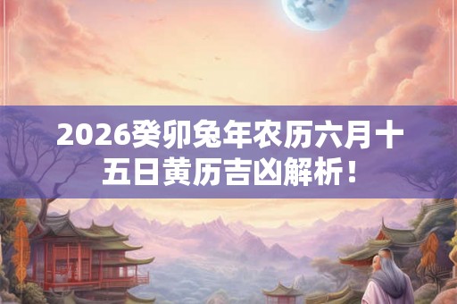 2026癸卯兔年农历六月十五日黄历吉凶解析! 2026癸卯兔年农历六月十五日黄历吉凶解析!