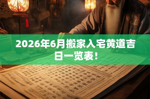 2026年6月搬家入宅黄道吉日一览表! 2026年6月搬家入宅黄道吉日一览表!