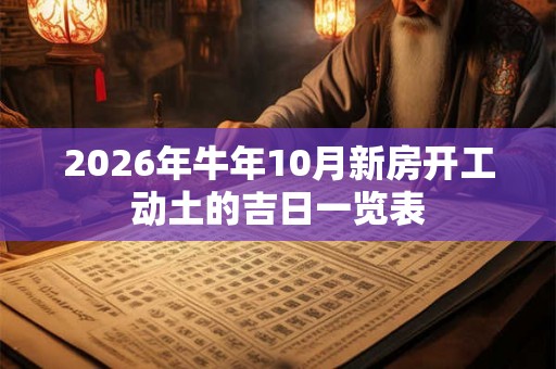 2026年牛年10月新房开工动土的吉日一览表 2026年牛年10月新房开工动土的吉日一览表