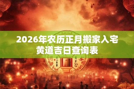 2026年农历正月搬家入宅黄道吉日查询表 2026年农历正月搬家入宅黄道吉日查询表
