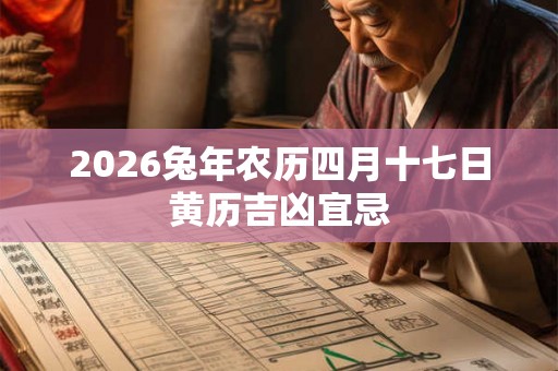 2026兔年农历四月十七日黄历吉凶宜忌 2026兔年农历四月十七日黄历吉凶宜忌
