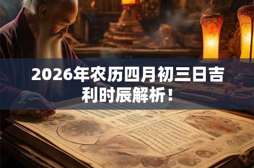 2026年农历四月初三日吉利时辰解析！