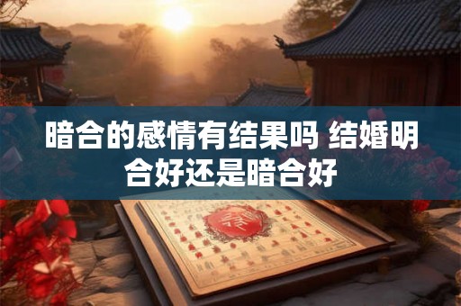 暗合的感情有结果吗 结婚明合好还是暗合好