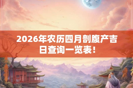 2026年农历四月剖腹产吉日查询一览表! 2026年农历四月剖腹产吉日查询一览表!