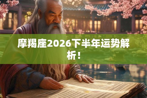 摩羯座2026下半年运势解析! 摩羯座2026下半年运势解析!