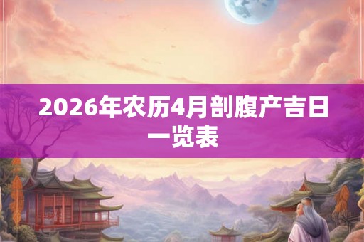 2026年农历4月剖腹产吉日一览表