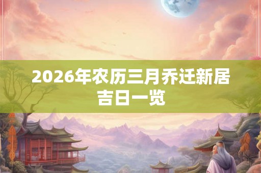 2026年农历三月乔迁新居吉日一览 2026年农历三月乔迁新居吉日一览