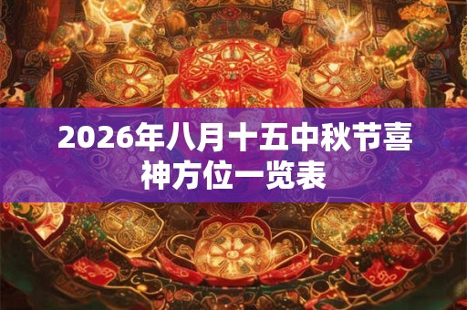 2026年八月十五中秋节喜神方位一览表 2026年八月十五中秋节喜神方位一览表