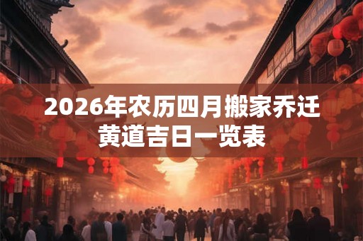 2026年农历四月搬家乔迁黄道吉日一览表 2026年农历四月搬家乔迁黄道吉日一览表