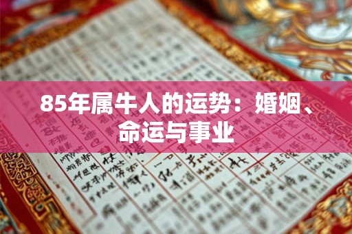 85年属牛人的运势：婚姻、命运与事业