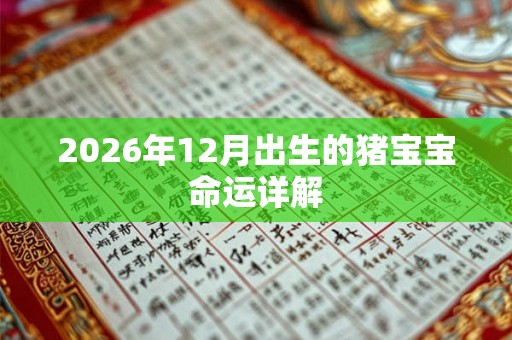 2026年12月出生的猪宝宝命运详解 2026年12月出生的猪宝宝命运详解
