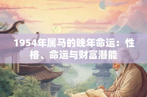 1954年属马的晚年命运:性格、命运与财富潜能 1954年属马的晚年命运:性格、命运与财富潜能