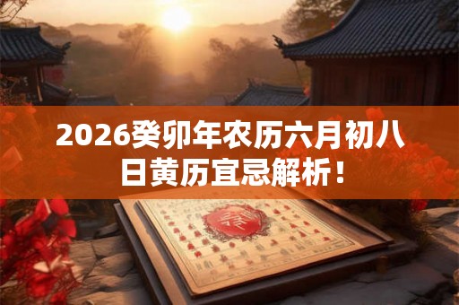 2026癸卯年农历六月初八日黄历宜忌解析! 2026癸卯年农历六月初八日黄历宜忌解析!