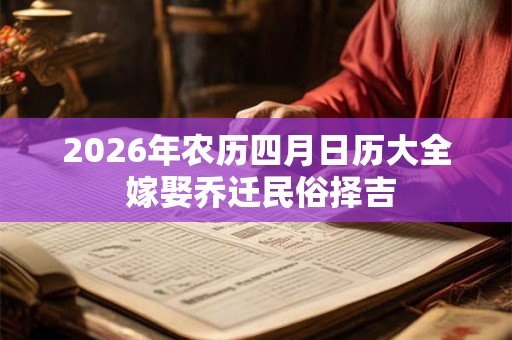 2026年农历四月日历大全 嫁娶乔迁民俗择吉