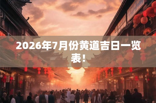 2026年7月份黄道吉日一览表! 2026年7月份黄道吉日一览表!