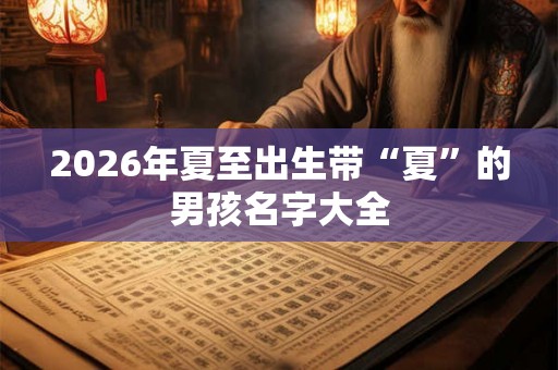 2026年夏至出生带“夏”的男孩名字大全 2026年夏至出生带“夏”的男孩名字大全