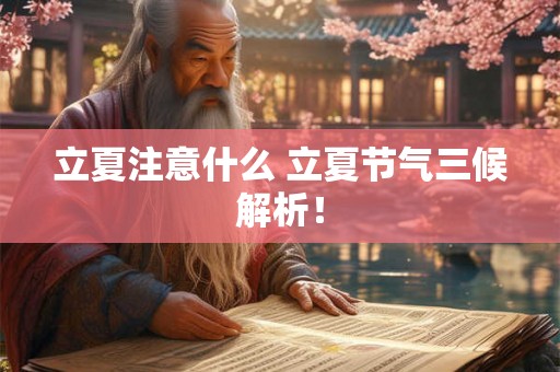 立夏注意什么 立夏节气三候解析！