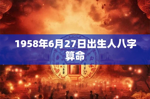 1958年6月27日出生人八字算命 1958年6月27日出生人八字算命