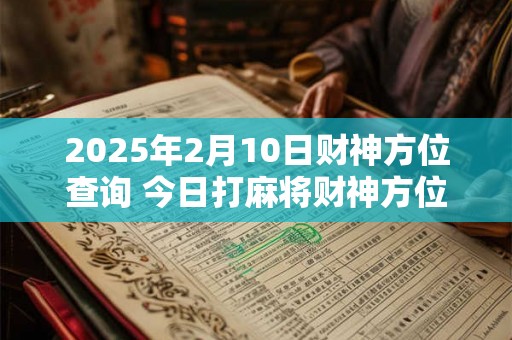 2025年2月10日财神方位查询 今日打麻将财神方位一览表 2025年2月10日财神方位查询 今日打麻将财神方位一览表
