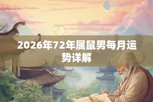 2026年72年属鼠男每月运势详解 2026年72年属鼠男每月运势详解