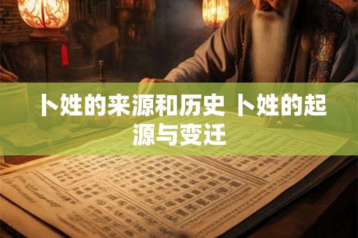卜姓的来源和历史 卜姓的起源与变迁 卜姓的来源和历史 卜姓的起源与变迁