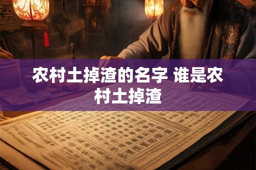 农村土掉渣的名字 谁是农村土掉渣 农村土掉渣的名字 谁是农村土掉渣