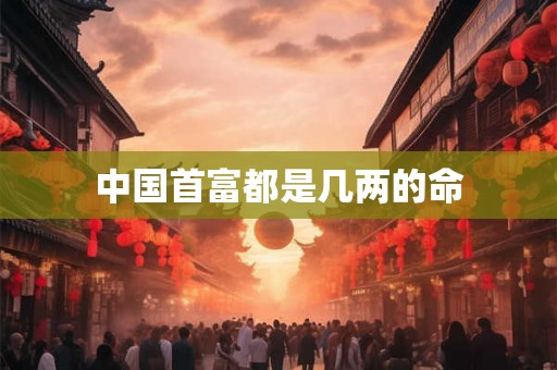 中国首富都是几两的命 中国首富都是几两的命