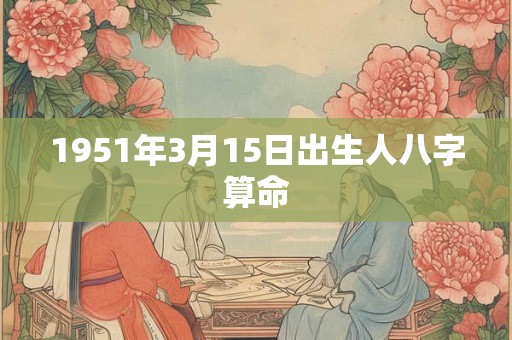 1951年3月15日出生人八字算命 1951年3月15日出生人八字算命