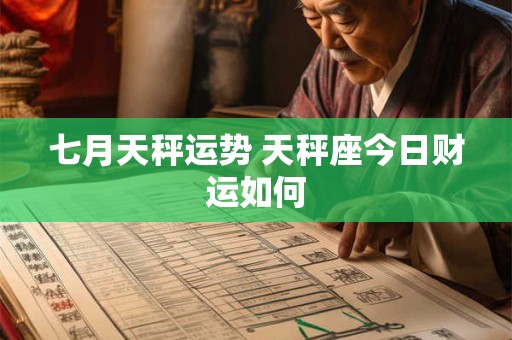 七月天秤运势 天秤座今日财运如何